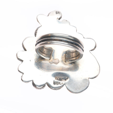 sz9 Leon Martinez Navajo sterling silver ornate twisted wire/deep stamped ring