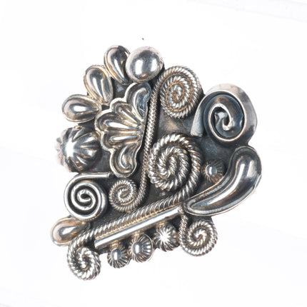 sz9 Leon Martinez Navajo sterling silver ornate twisted wire/deep stamped ring