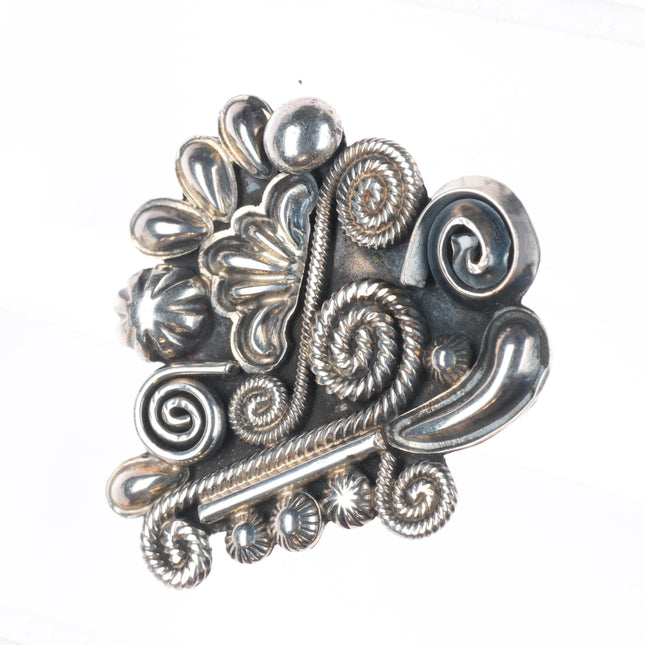 sz9 Leon Martinez Navajo sterling silver ornate twisted wire/deep stamped ring