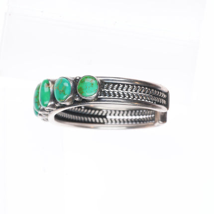 6.1" Carico Lake turquoise Nancy Custer Navajo sterling silver row cuff bracelet