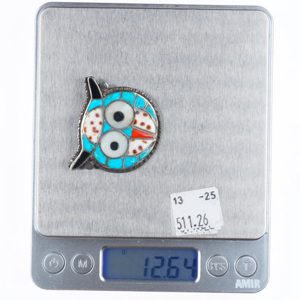 Ted Edaakie Zuni sterling silver turquoise/coral/shell inlay own pin/pendant