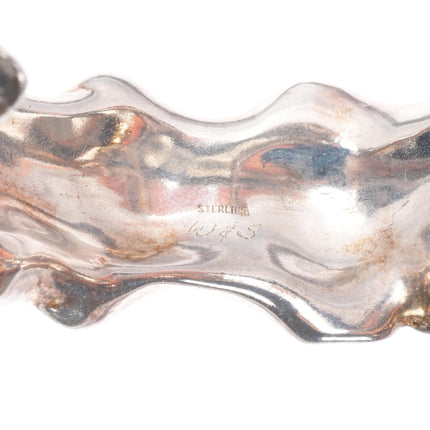 6.5" William and Shellie sterling silver brutalist hinged bangle bracelet