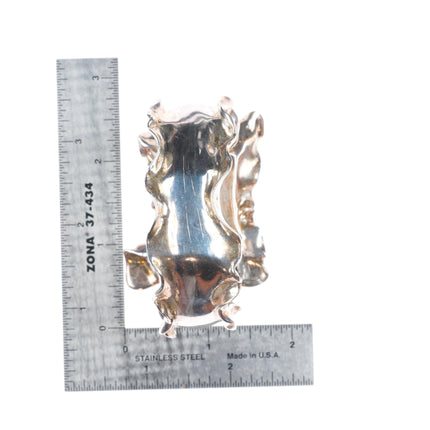 6.5" William and Shellie sterling silver brutalist hinged bangle bracelet