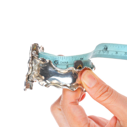 6.5" William and Shellie sterling silver brutalist hinged bangle bracelet