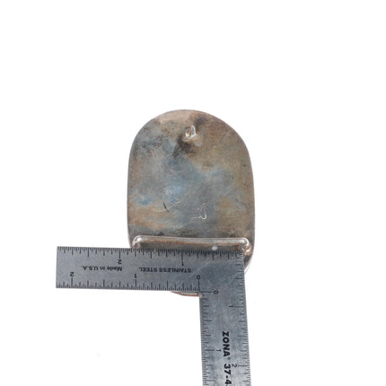 Vintage Navajo sterling silver malachite belt buckle