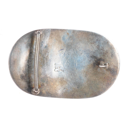 Vintage Navajo sterling silver malachite belt buckle