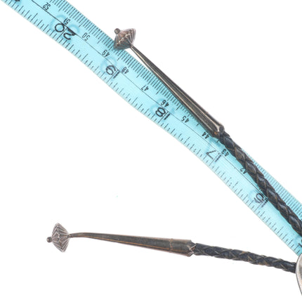 c1970 Navajo Vintage sterling silver large bolo tie in overlay style