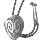 c1970 Navajo Vintage sterling silver large bolo tie in overlay style