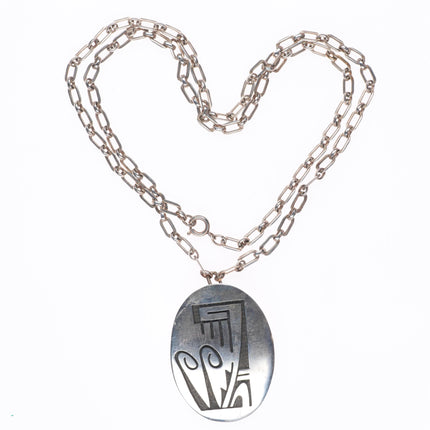 Vintage MT Hopi Overlay pendant/link necklace sterling silver