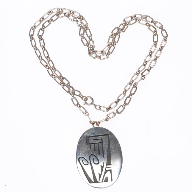 Vintage MT Hopi Overlay pendant/link necklace sterling silver