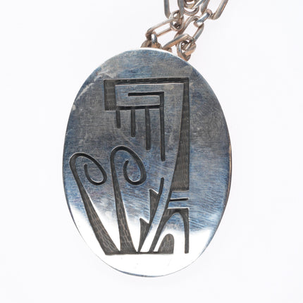 Vintage MT Hopi Overlay pendant/link necklace sterling silver