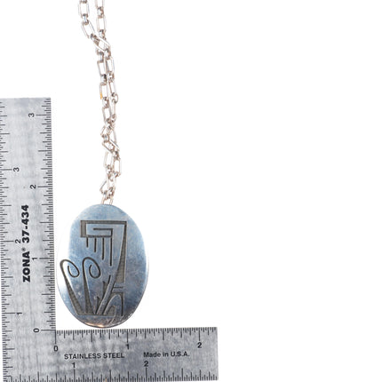 Vintage MT Hopi Overlay pendant/link necklace sterling silver