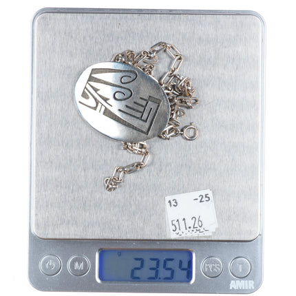 Vintage MT Hopi Overlay pendant/link necklace sterling silver