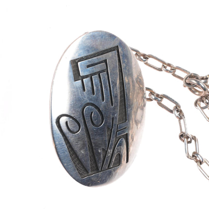 Vintage MT Hopi Overlay pendant/link necklace sterling silver