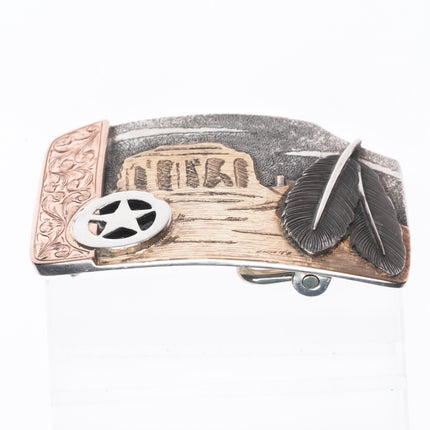 Rare 2013 Bohlin 14k gold/Sterling silver Lone Ranger belt buckle Disney 59/80