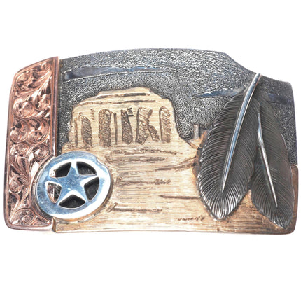 Rare 2013 Bohlin 14k gold/Sterling silver Lone Ranger belt buckle Disney 59/80