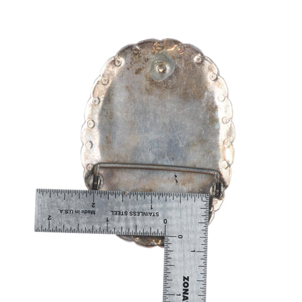 Big Vintage Navajo sterling silver high grade turquoise cluster belt buckle