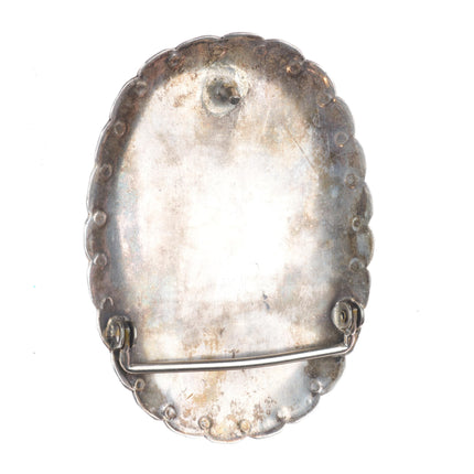 Big Vintage Navajo sterling silver high grade turquoise cluster belt buckle