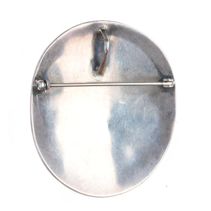 Vintage Navajo overlay pendant/pin sterling silver geometric pattern