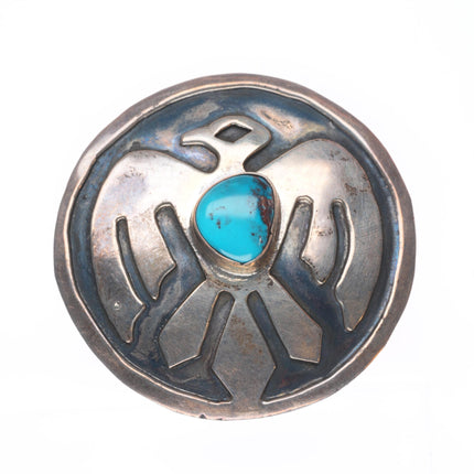 Vintage Navajo Bisbee turquoise Thunderbird overlay pendant/pin sterling silver