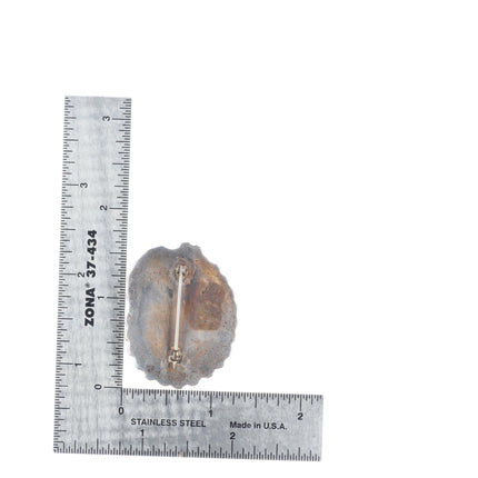 Vintage Navajo Bisbee turquoise quartz matrix picture sterling silver pin/brooch