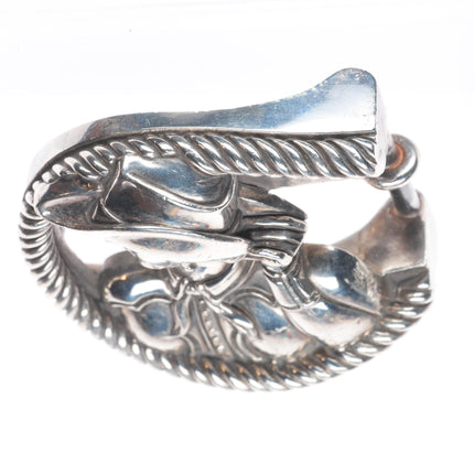 Retro Barry Kieselstein Cord sterling silver cowgirl belt buckle Rope horseshoe