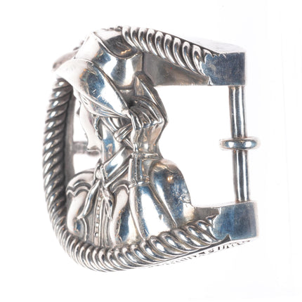 Retro Barry Kieselstein Cord sterling silver cowgirl belt buckle Rope horseshoe