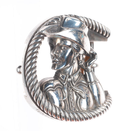 Retro Barry Kieselstein Cord sterling silver cowgirl belt buckle Rope horseshoe