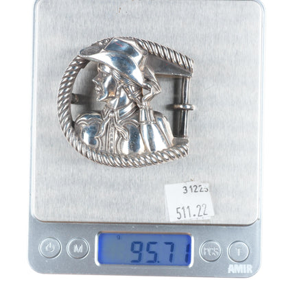 Retro Barry Kieselstein Cord sterling silver cowgirl belt buckle Rope horseshoe