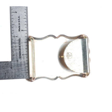 Vintage Diablo sterling silver hand engraved belt buckle with large turquoise