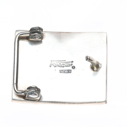 Ray Tracey Knifewing Navajo sterling silver, turquoise, onyx inlay belt buckle