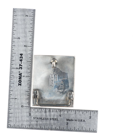 Ray Tracey Knifewing Navajo sterling silver, turquoise, onyx inlay belt buckle