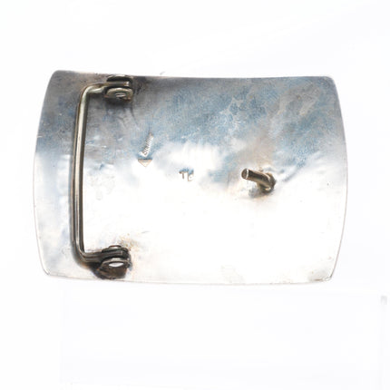 Trinidad Lucas Hopi Overlay Kokopelli fire dancers sterling silver belt buckle