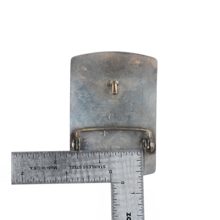 Trinidad Lucas Hopi Overlay Kokopelli fire dancers sterling silver belt buckle