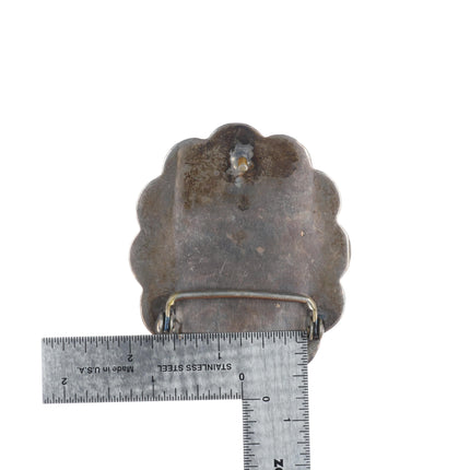 Vintage Navajo sterling silver shadowbox spiderweb turquoise belt buckle