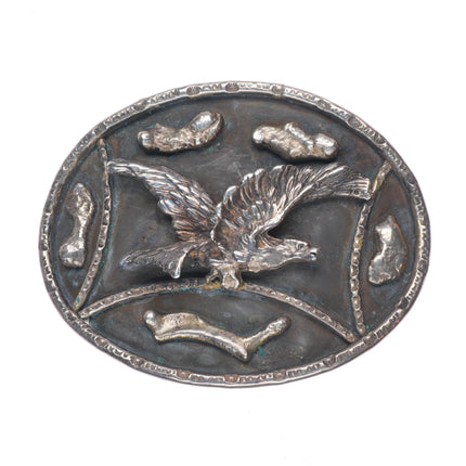Big Vintage Navajo sterling silver 3-D eagle belt buckle