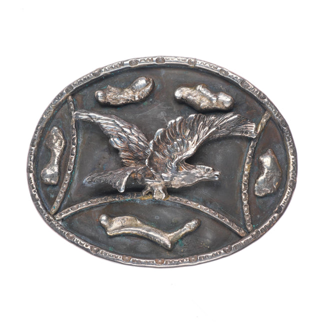 Big Vintage Navajo sterling silver 3-D eagle belt buckle