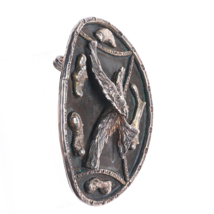 Big Vintage Navajo sterling silver 3-D eagle belt buckle