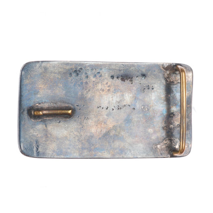 c1950's Vintage Hopi overlay belt buckle sterling silver