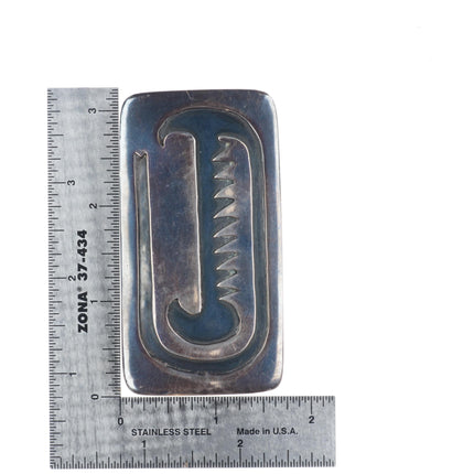 c1950's Vintage Hopi overlay belt buckle sterling silver