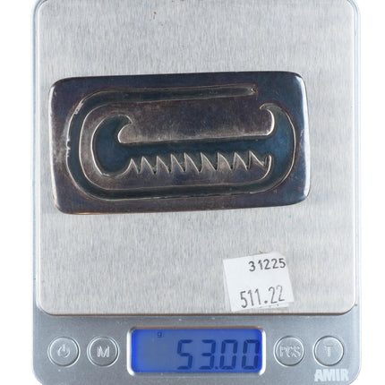 c1950's Vintage Hopi overlay belt buckle sterling silver