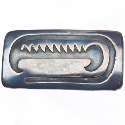 c1950's Vintage Hopi overlay belt buckle sterling silver