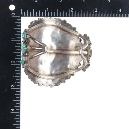 6.1" Vintage Zuni sterling silver turquoise nugget cluster cuff bracelet