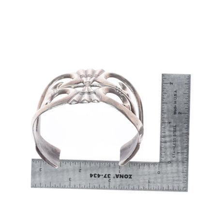 7" 40's-50's Big Vintage Navajo or Zuni sterling silver cast cuff bracelet