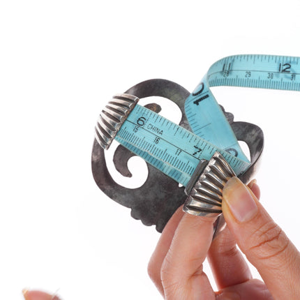 7" 40's-50's Big Vintage Navajo or Zuni sterling silver cast cuff bracelet