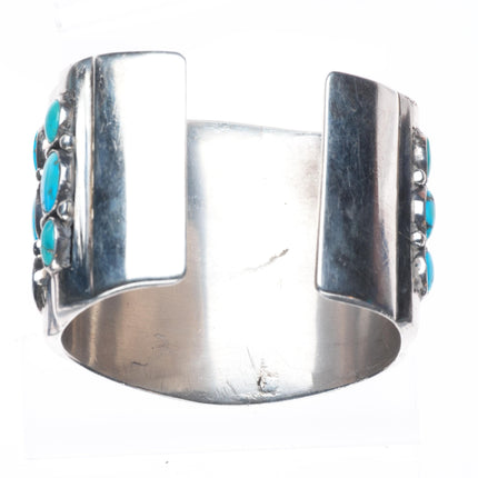 6.5" vintage southwestern modernist sterling silver turquoise row cuff bracelet