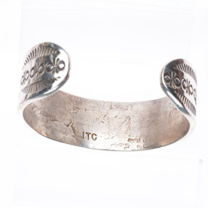 7.1" Ira Custer Navajo sterling silver deep stamped band cuff bracelet