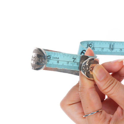 7.1" Ira Custer Navajo sterling silver deep stamped band cuff bracelet