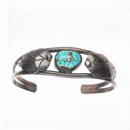 6.25" Vintage Navajo sterling silver red spiderweb turquoise cuff bracelet