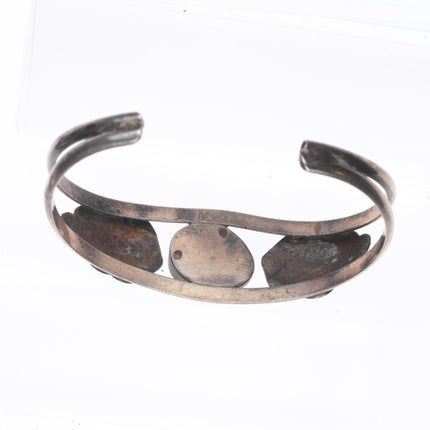 6.25" Vintage Navajo sterling silver red spiderweb turquoise cuff bracelet